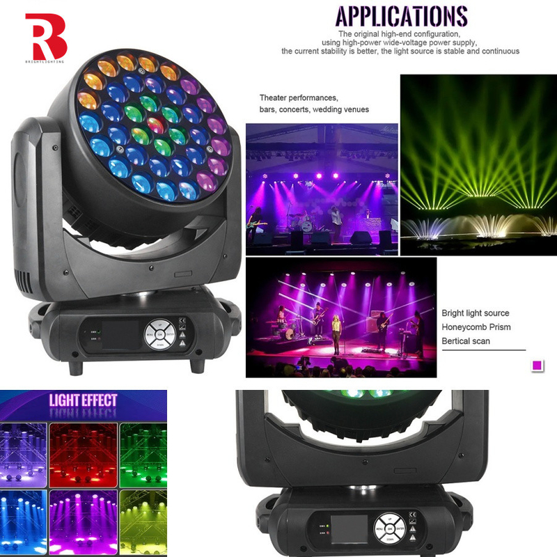 Efeitos visuais vibrantes RGBW 4in1 LED Moving Head Light para apresentações musicais