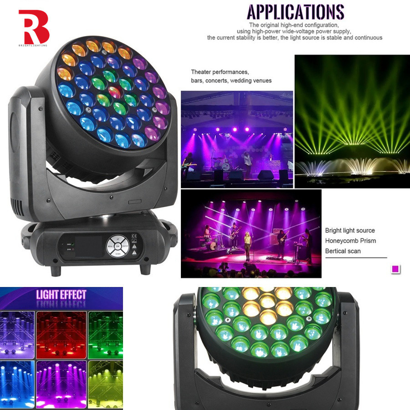 Efeitos visuais vibrantes RGBW 4in1 LED Moving Head Light para apresentações musicais
