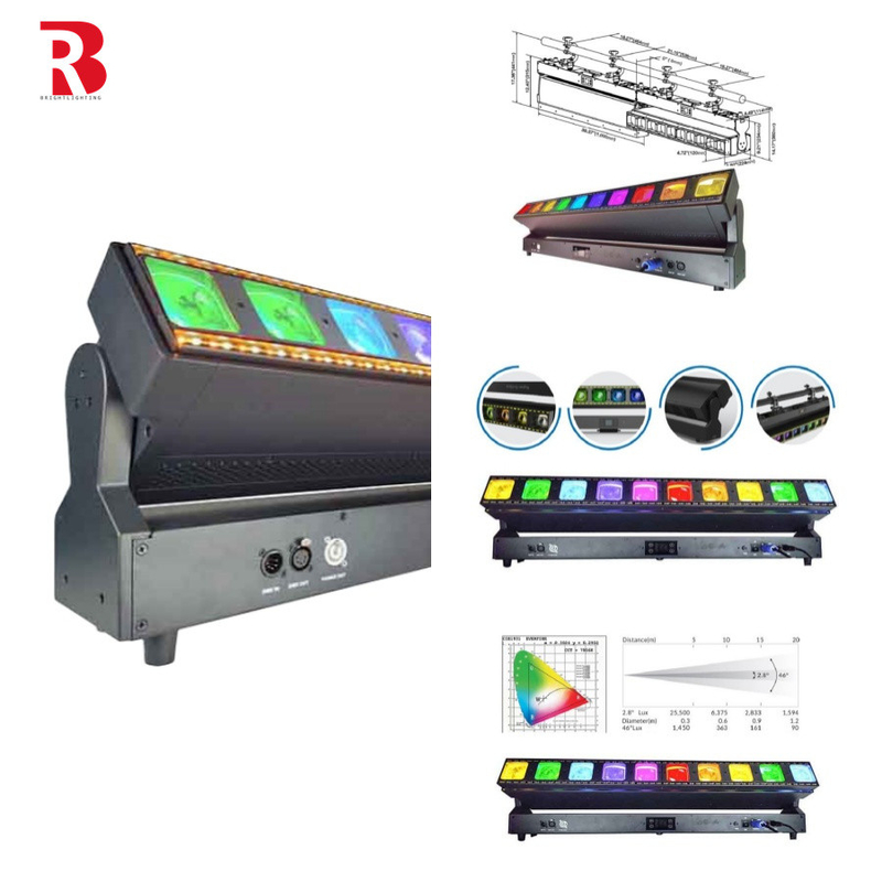 Luz de palco a laser de feixe de cabeça móvel com controle de feixe preciso e configuração LED de 10x60W