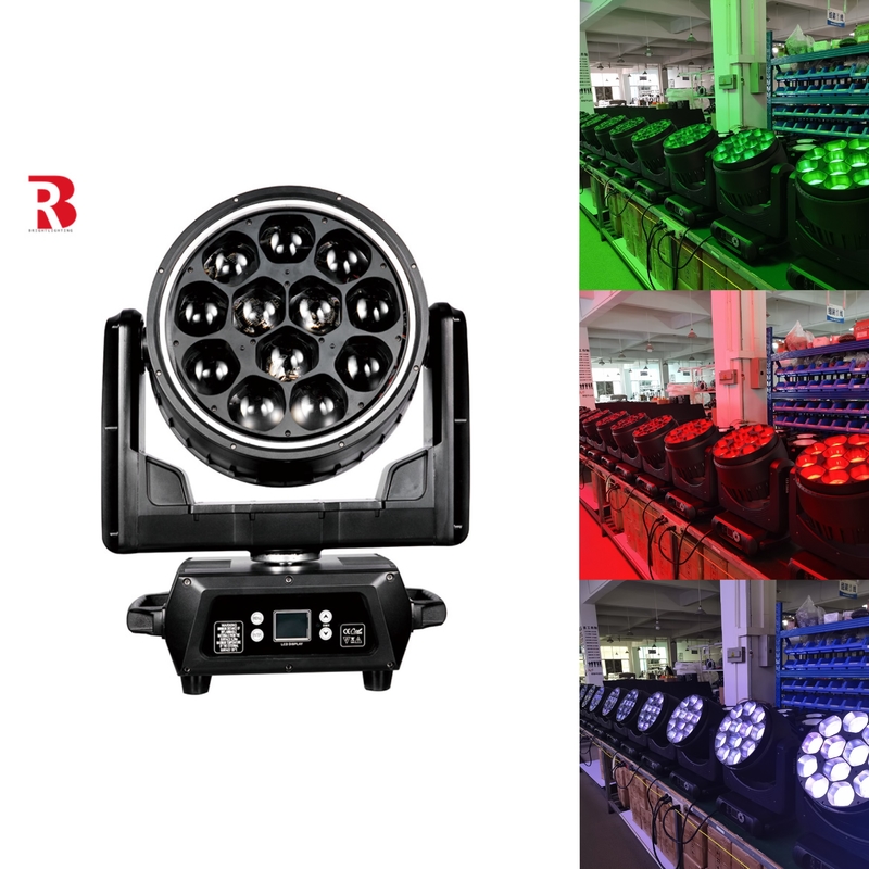 LED RGBW 4in1 DMX 12x40w Beeye Moving Head Wash DJ Luz de palco para clube noturno