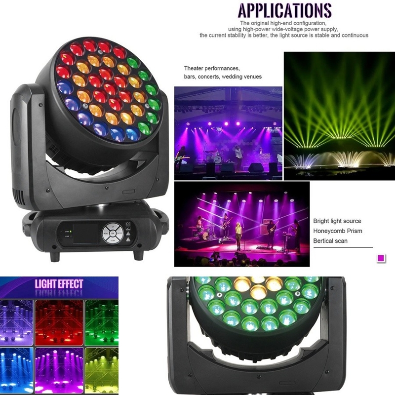 Lâmpada de fase de lavagem Beeye 37 * 15w Lâmpada de cabeça móvel RGBW Beam Zoom Disc DMX